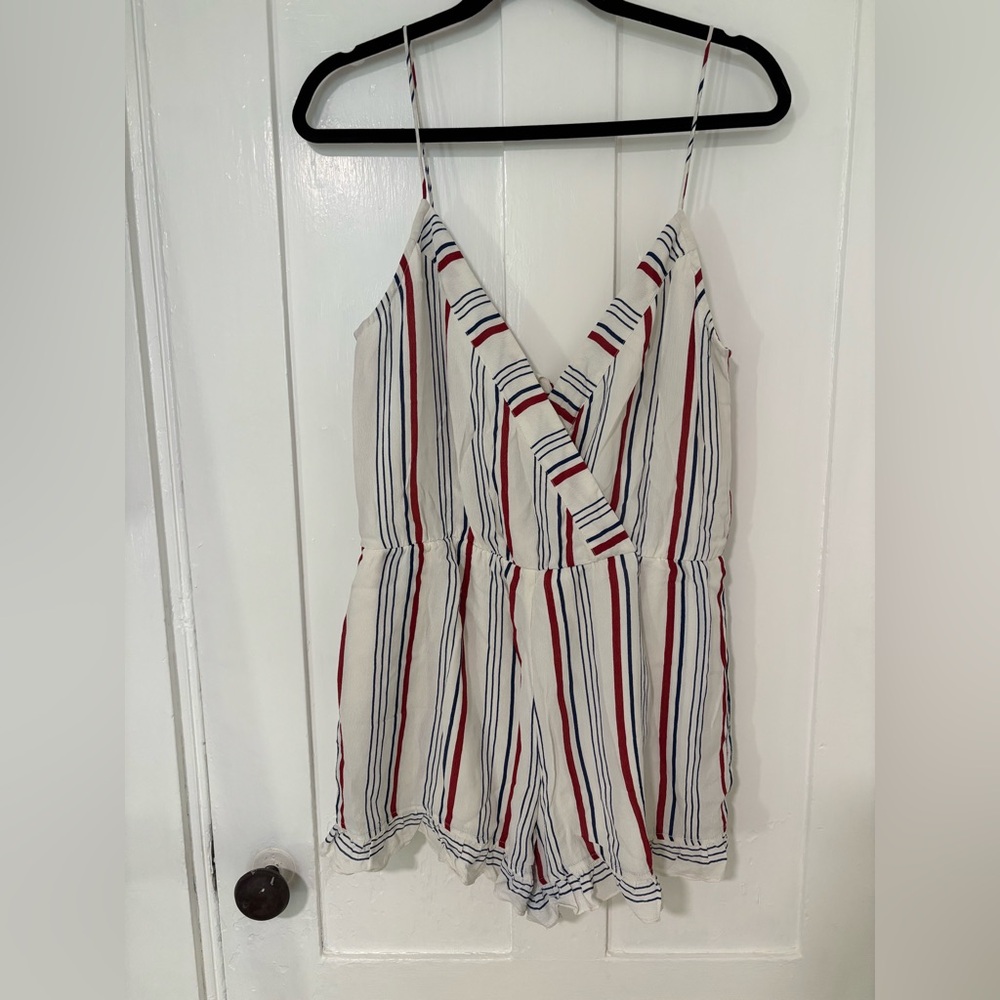 Striped Sleeveless Romper with tie back